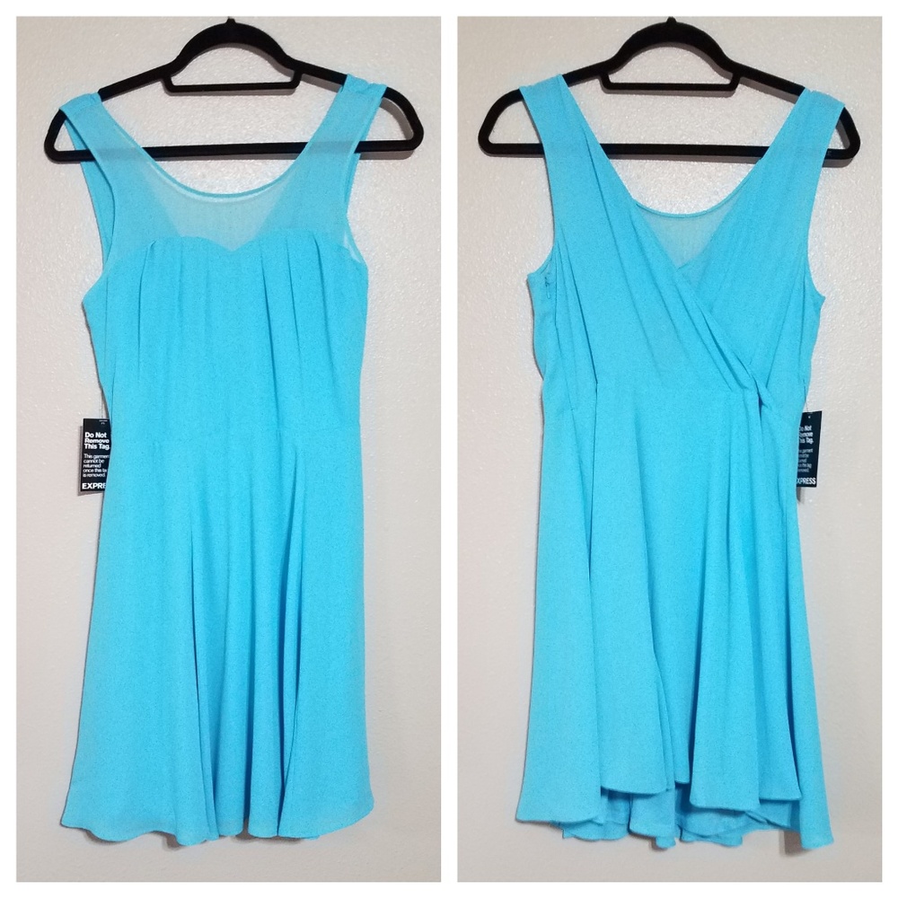 EXPRESS Turquoise Chiffon Skater Dress